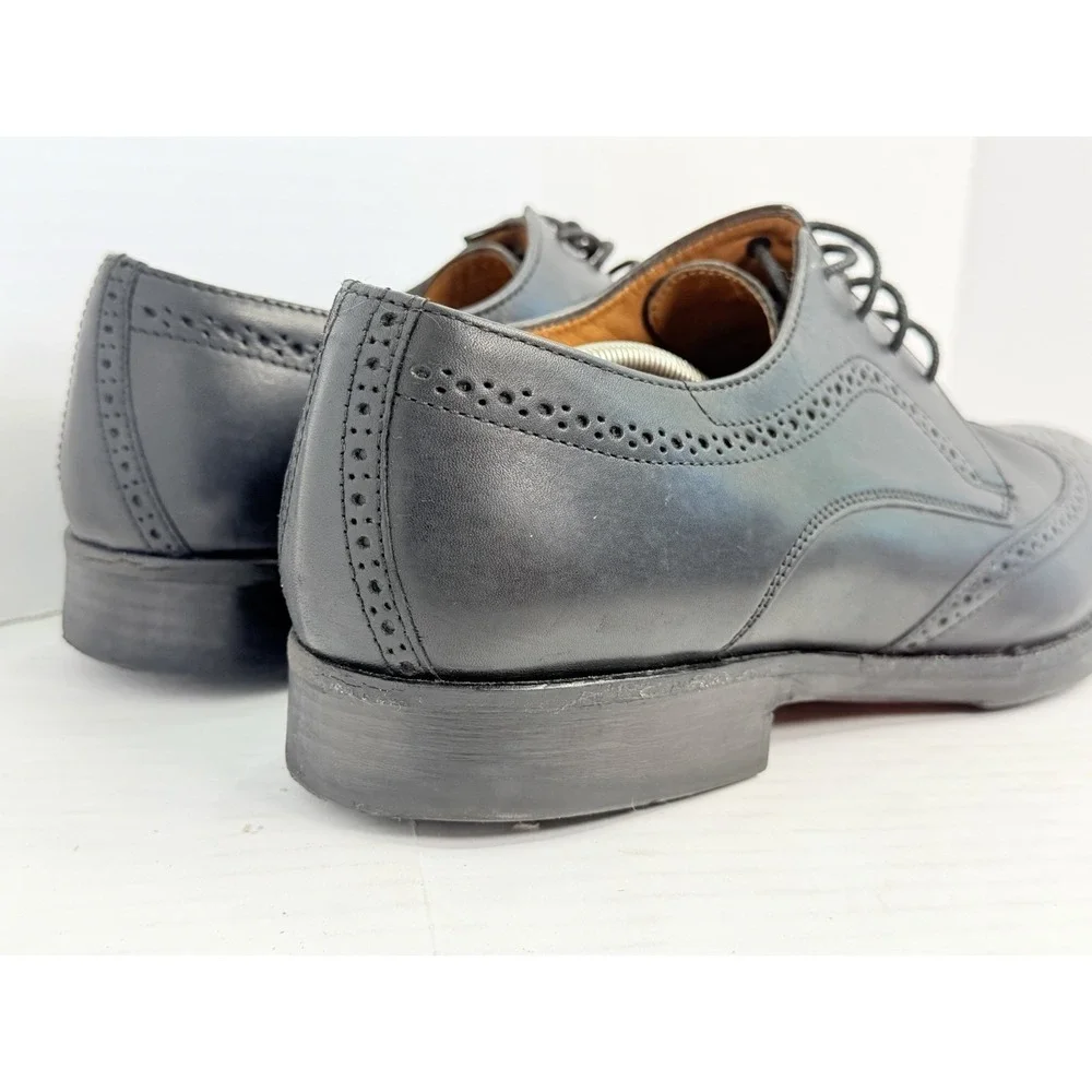 Johnston & Murphy Men's Oxford Leather Wingtip Sheepskin Shoes Sz 13M Black